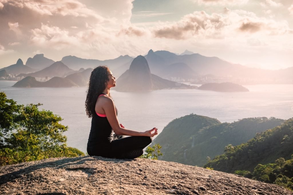 Woman meditating in nature