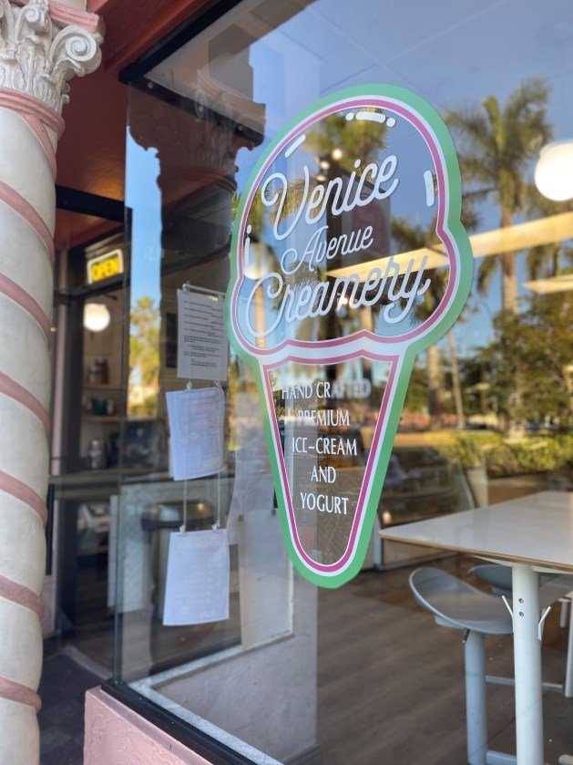 Venice Avenue Creamery store front sign. The Best Ice Cream 