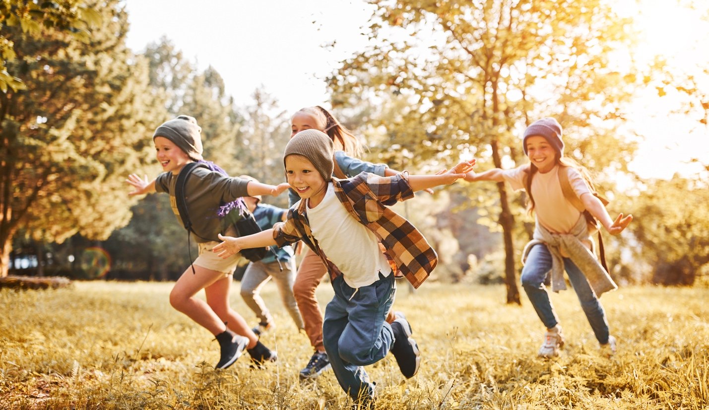 Children running outside